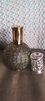 Fragrance lamp - Catalytic Lamp - glass with rhinestones, amazing gold, ø 8 cm - Hoogte 12 cm