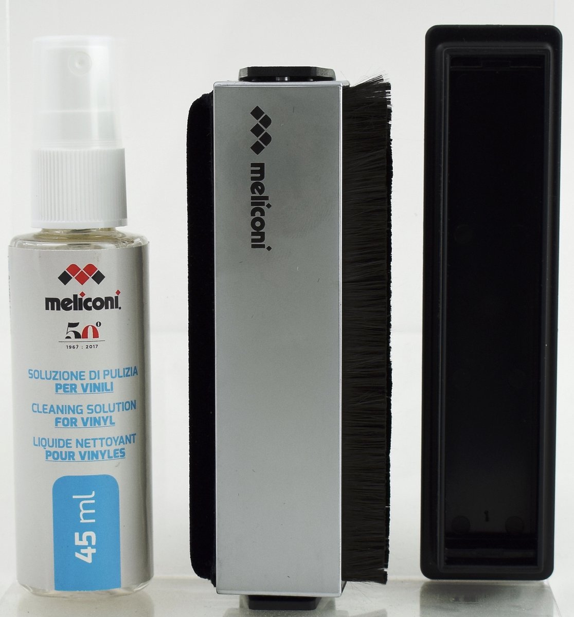 Meliconi - Vinyl kit, cleaning kit vinyl 45ml & double brush, zwartVinyl kit, cleaning kit vinyl 45ml & double brush, noirVinyl kit, cleaning kit vinyl 45ml & double brush, black