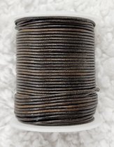 *** Leren Vintage Zwart rond Koord 1.5 mm 5 meter. Echt leer - sieraden maken - leer - draad - lederen - knutselen ***