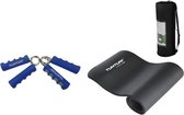 Tunturi - Fitness Set - Knijphalters 2 stuks - Fitnessmat 185 x 60 x 1,5 cm