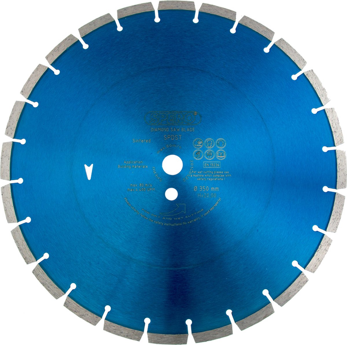 350mm asgat 30mm - Steen Diamantzaagblad - voor Zagen in zoals Asfalt, Dakpannen, Steen, Zacht beton etc. - SPERO