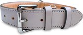 Brute Strength - Luxe leren halsband hond - Licht grijs - XXL - (66 - 73) x 3,5 cm