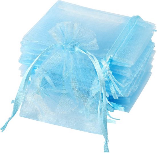 Organza zakjes met veertjes in twee maten en vijf kleuren: - Organza Store