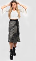 Leopard rok | Rok dames | Dierenprint | Midi rok | Stoer | Ritssluiting | Kleur Zwart | Maat L