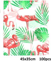 Draagtas Flamingo - Giftbag Kunststof - 100 Stuks - 45x35 cm