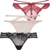 Hunkemöller Dames Lingerie 3-paar Tora string  - Rood - maat S