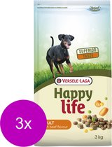 Happy Life Adult Rund - Hondenvoer - 3 x 3 kg