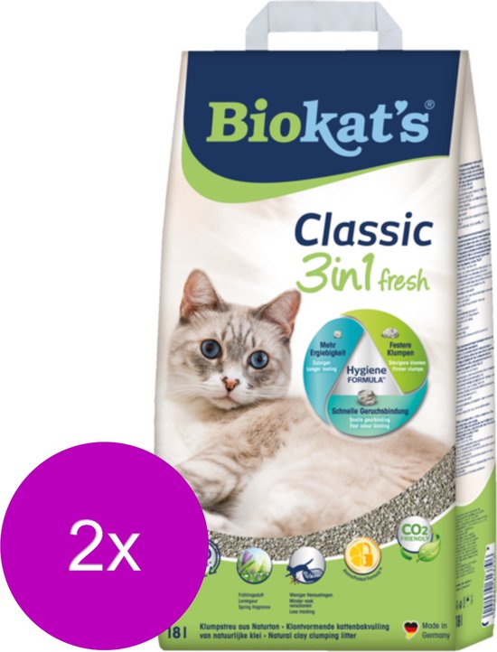 detectie Gevoelig Teleurgesteld Biokat's Classic Fresh 3 In 1 - Kattenbakvulling - 2 x 18 l | bol.com
