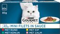 Gourmet Perle Mini Filets in saus - kattenvoer natvoer - kip, konijn, rund & zalm - 60 x 85 gr