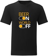 T-Shirt - Casual T-Shirt - Fun T-Shirt - Fun Tekst - Lifestyle T-shirt - Beer On World Off - Biershirt - Zwart - XL