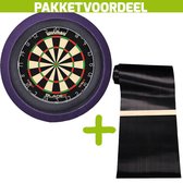 Winmau Blade 6 + Rubberen Dartmat 90*300 incl oche + Dartbordverlichting Basic (Paars)