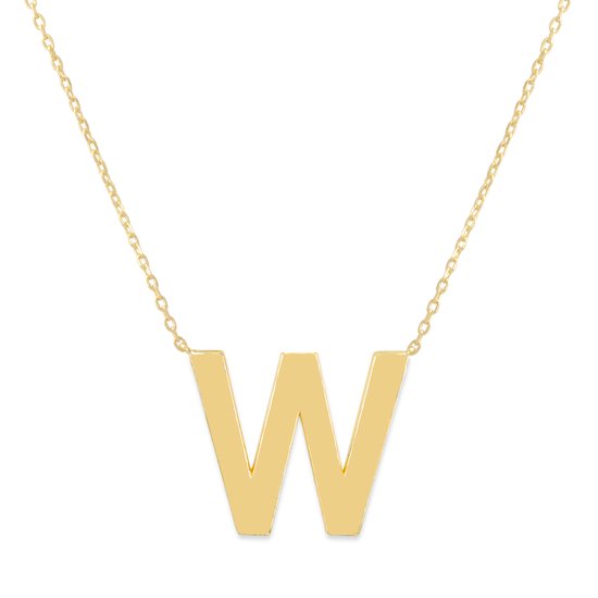 Fate Jewellery FJ4122 - Letter W - 925 zilver - goud verguld - 45cm +5cm