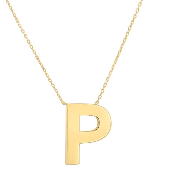 Fate Jewellery FJ4115 - Letter P - 925 zilver - goud verguld - 45cm +5cm