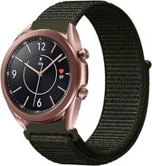 Nylon Smartwatch bandje - Geschikt voor  Samsung Galaxy Watch 3 - 41mm nylon bandje - donkergroen - Strap-it Horlogeband / Polsband / Armband