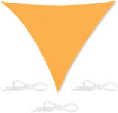 Relaxdays Schaduwdoek driehoek - met ringen - overkapping - zonnezeil - waterdicht - geel - 5 x 5 x 5 m
