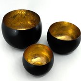 Set theelichthouders voor Waxinelichtjes - Set van 3 - Decoratie - Kaarsenhouder - Metaal - Marrakech - Black/Gold