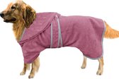 HOMELEVEL hondenbadjas van zachte badstof - Absorberende hondenhanddoek van katoen met klittenband - Maat M in roze