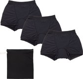 Cheeky Wipes Menstruatie ondergoed - Feeling Cosy + Wetbag - Set van 3 - Short - Maat 48-50- Zwart