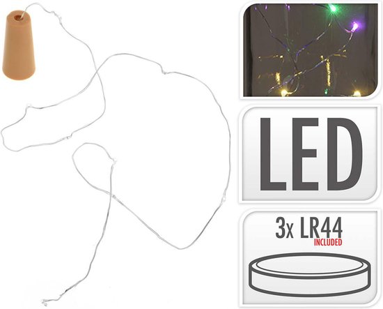 S.I.A. Flessenstop Lichtsnoer met 8 Multicolor LED Lampjes IP44