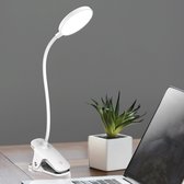 Bureaulamp LED Leeslamp Klem - Dimbaar 3 Lamp Lichtstanden - Bureau Klemlamp - USB Oplaadbaar - Wit