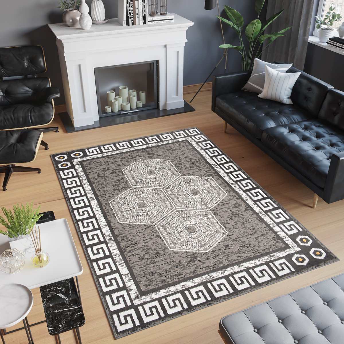Tapiso Atena Vloerkleed Grijs Wit Oriental Woonkamer Tapijt Maat- 140x200 Grijs Wit1