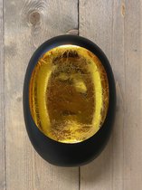 Windlicht lantaarn Jip Waxinelichthouder - kaars standaard - zwart/goud sfeermaker -20x10x28