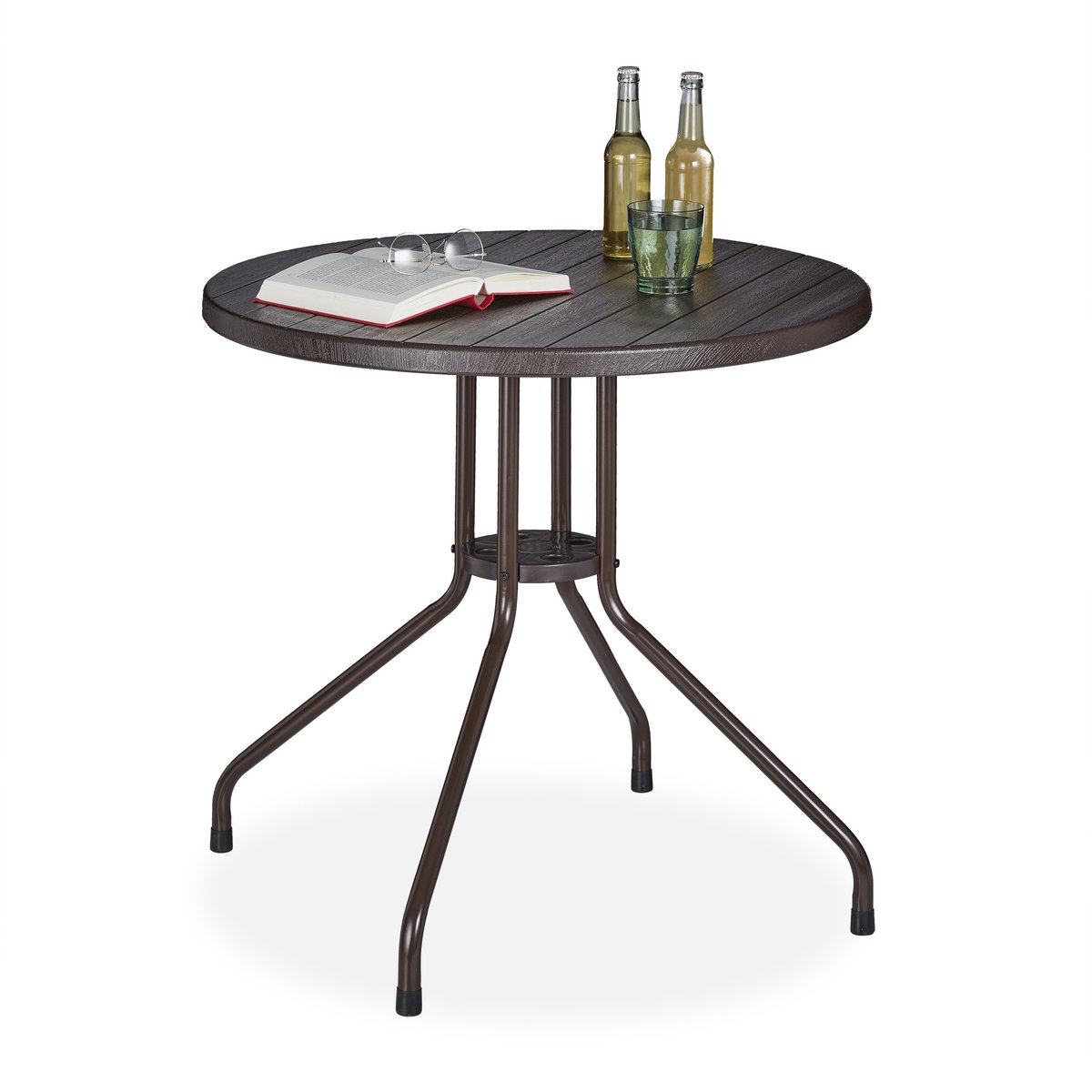 Relaxdays tuintafel rond - balkontafel - bijzettafel tuin - terrastafel - buitentafel smal