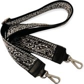 THL Design - Schouderband Voor Tas – Tassenriem – Tas Hengsel - Bag Strap - Verstelbaar – Zilverkleurig - Patroon Zwart / Grijs