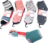 Bixtra dames sokken 5 paar gestreepte sokken katoenen sokken maat 39-42