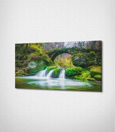 Waterfalls In The Jungle Canvas- 100 x 60 cm - Landschap - Schilderij - Canvas - Slaapkamer - Wanddecoratie  - Slaapkamer - Foto op canvas