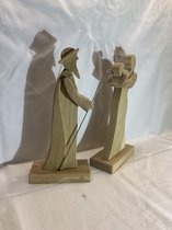 Maria & Jozef - Eikenhouten beeldjes - Kerst Decoratie - Kerst Cadeau