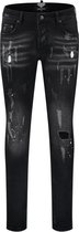 Elegante - Heren Jeans - Skinny - Destroyed Look - Black Denim Destroy 001 - Lengte 34