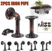 DIY ijzeren industriële pijp-Bronzen-wandplank-L beugel-Retro plank beugel opslag houder rack-2 stuks