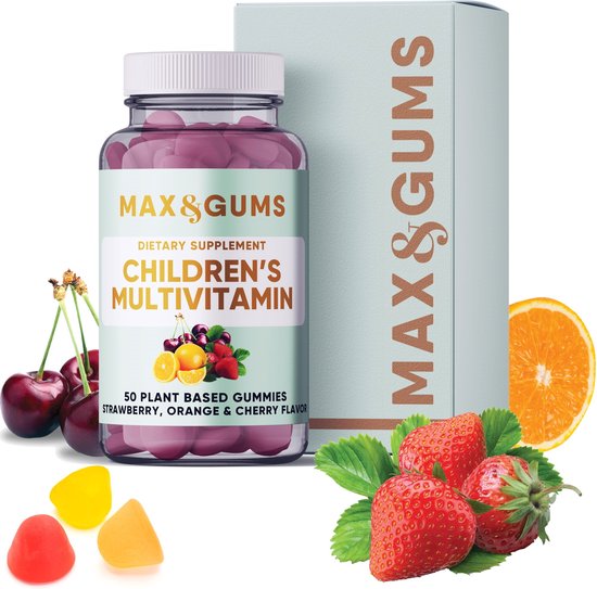 Max & Gums Kids Multivitamine Gummies - Vitamine d - Vitamine c - Vegan & glutenvrij - 50 gummies