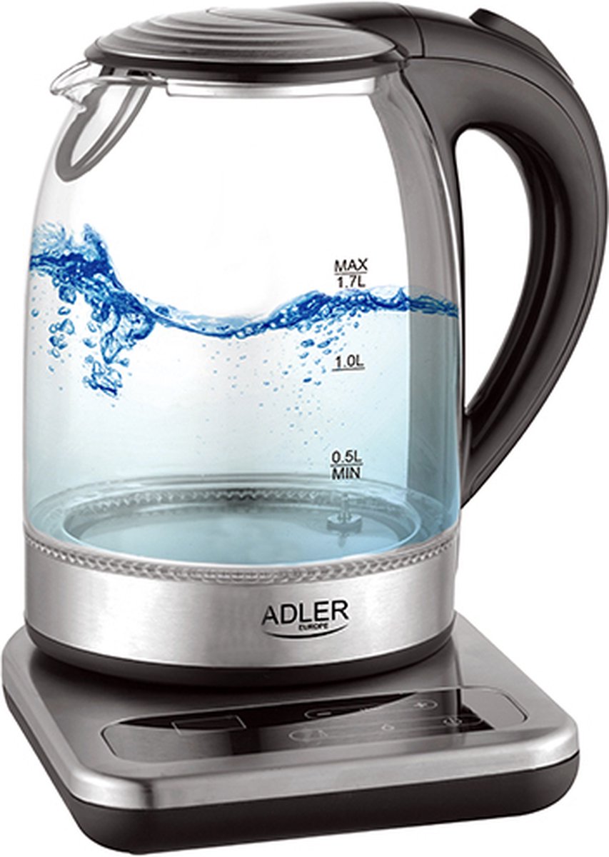 Adler AD 1293 - waterkoker - 1,7 liter - Grijs - Transparant - 1850 W