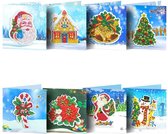 Premium Paintings © Diamond Painting Kerstkaarten - Diamond Painting Volwassenen - Met Enveloppen – Kerst – 8 Stuks