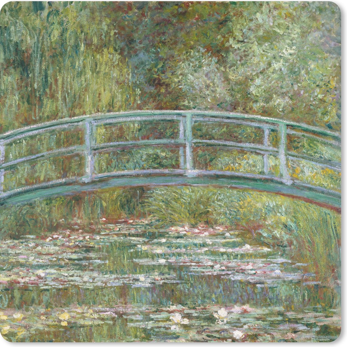 Muismat 20x20 cm - Mousepad De Japanse brug en waterlelies - Claude Monet - Muismatten