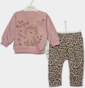 Baby set, trui & legging | roze / panter | maat 80 / 12 maanden