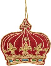 Kroon Ornament Fleur de Lis rood/goudkl. 10x1,2x9cm