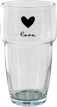 Clayre & Eef Waterglas 250 ml Transparant Glas Hart Love Drinkbeker Drinkglas
