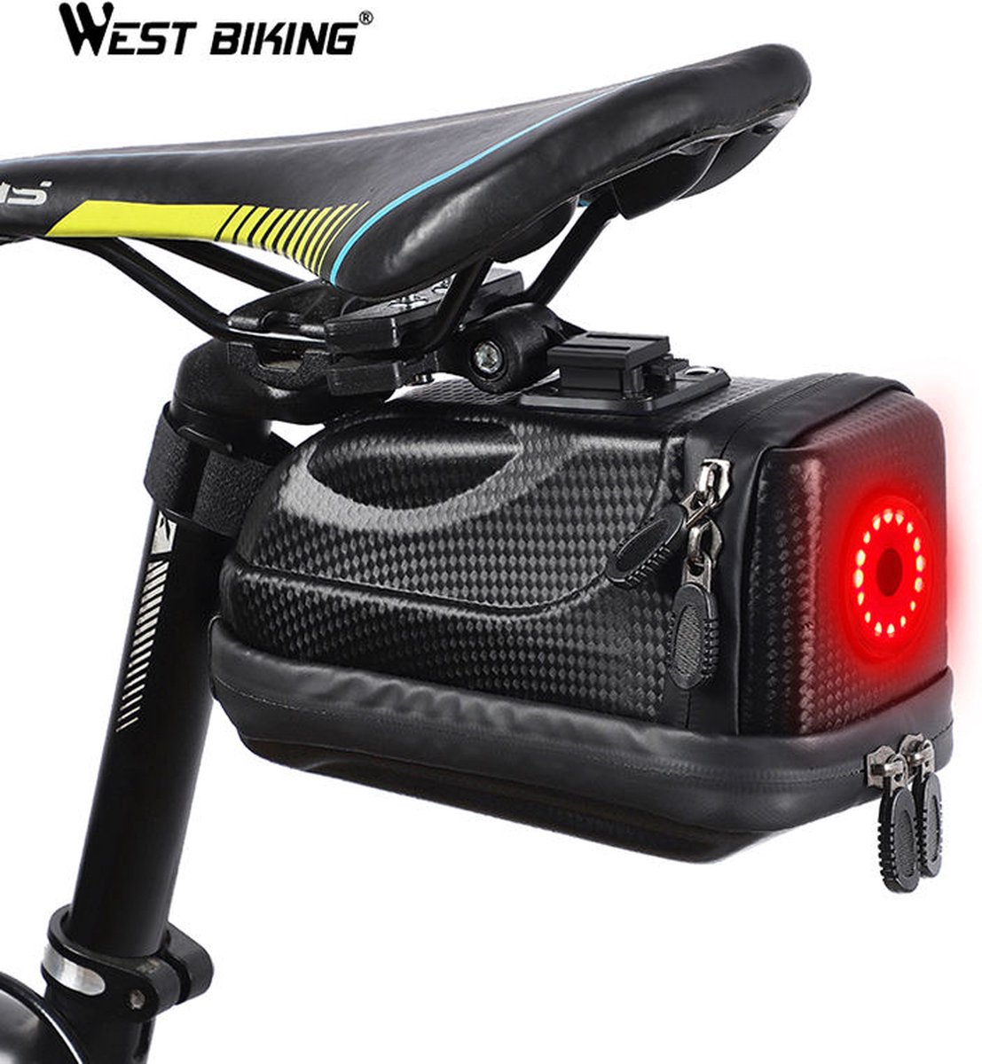West Biking Fietszadeltas met Licht -waterbestendig -voor Mountainbike-E-Bike en ook Racefiets