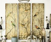 Wandplaat Vogels hout, 3 x. 35x1,5x107cm