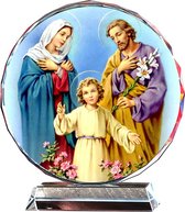 Katholiek Christelijk Jezus Maria Josef Glas Glazen Decoratie Beeldje Kerst
