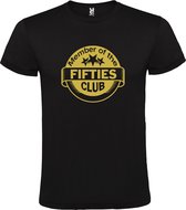 Zwart T shirt met "Member of the Fifties Club " print Goud size M