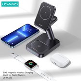 USAMS 3-in-1 Magsafe Draadloze Oplader 20W  Apple - Wireless Charger - Qi Lader - iPhone, iWatch, AirPods