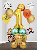 26 stuks ballonen incl. tape set - 26 ballonen - 1 jaar - verjaardag - kinderfeestje - feestje - ballonen - dieren aap - leeuw - giraffe - koe - natuur - decoratie