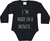 RompertjesBaby - I'm made in a minute - maat 92 - lange mouwen - baby - baby kleding jongens - baby kleding meisje - rompertjes baby - kraamcadeau meisje - kraamcadeau jongen - zwa