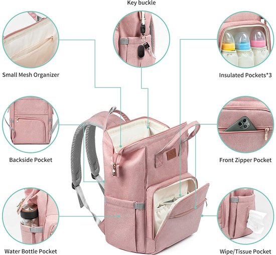 sac à langer de luxe pour bébé - sac landau - sac poussette - rose