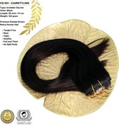 CAIRSTYLING Premium 100% Human Hair - CS601 CLIP-IN - Double Remy Human Hair Extensions | Black / Zwart | 120 Gram | 51 CM (20 inch) | Haarverlenging | Long-term Use | Natuurlijk H