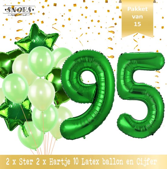 Cijfer Ballon 95 Jaar Groen Forrest Green Boeket * Hoera 95 Jaar Verjaardag Decoratie Set van 15 Ballonnen * 80 cm Verjaardag Nummer Ballon * Snoes * Verjaardag Versiering * Kinderfeestje * Forrest Green* Nummer Ballon 95 * Groen